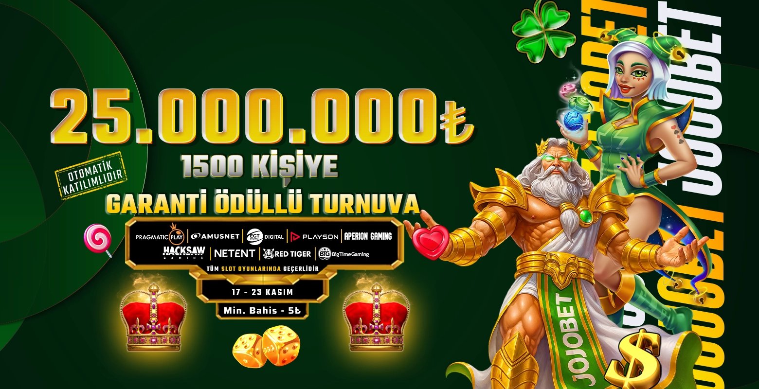 Jojobet’e özel haftalık 25.000.000₺ ödüllü Slot Turnuvasına hemen katıl!