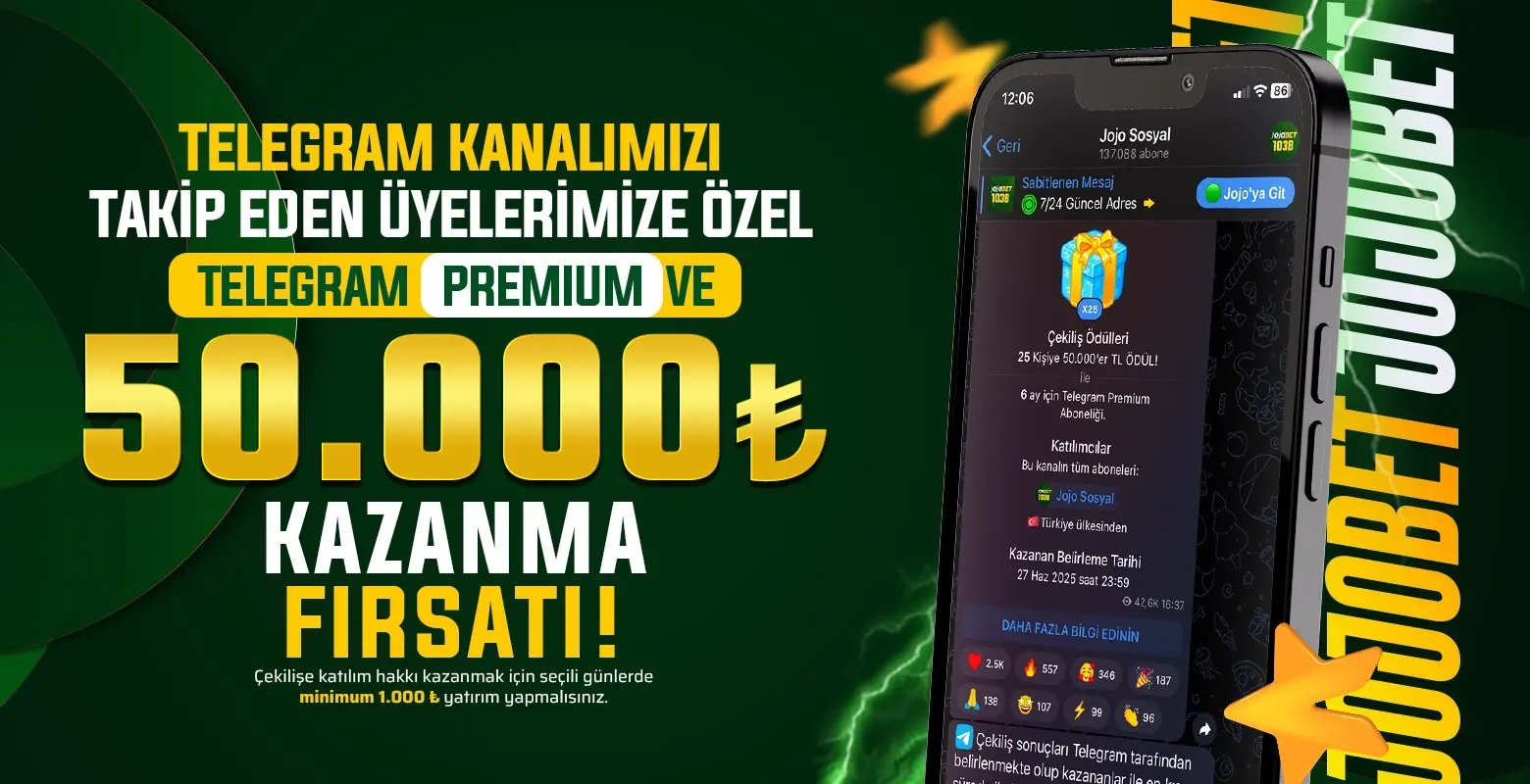 Jojobet Telegram Kanalına Özel 50.000 TL Kazanma Fırsatı!