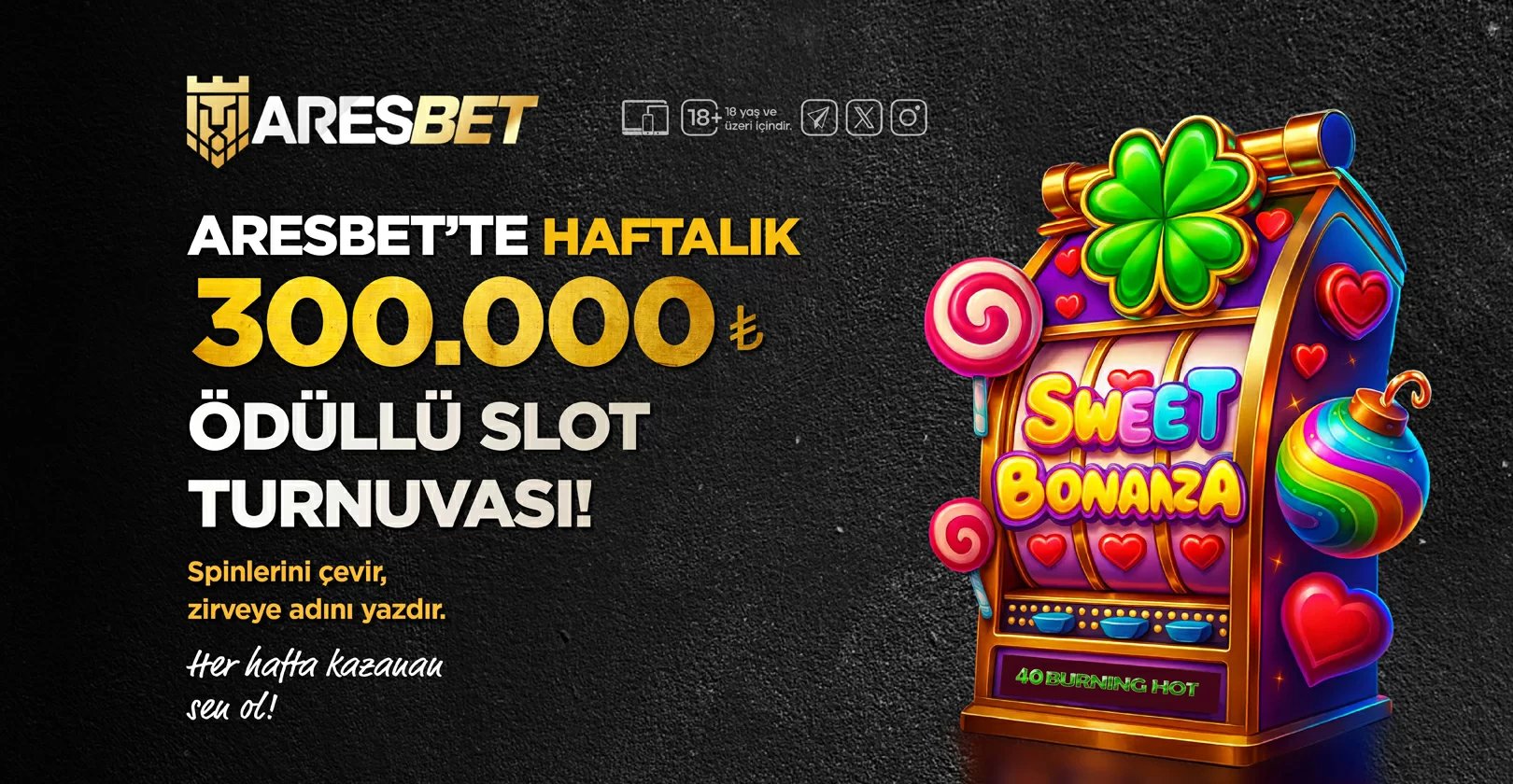 Aresbette Haftalık 300.000₺ Ödüllü Slot Turnuvası!