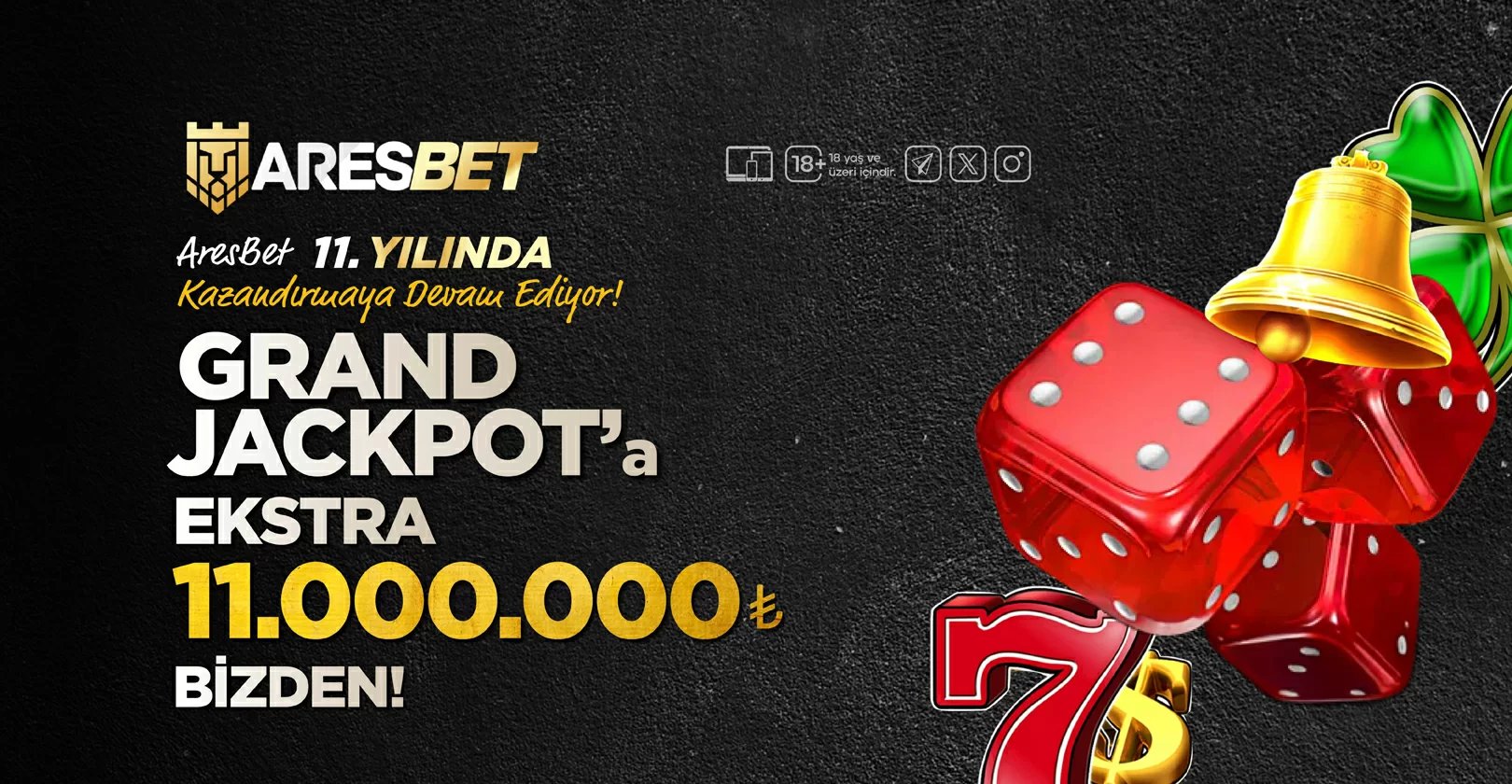 AresBet'te Kazancın Sınırlarını Zorluyoruz: Grand Jackpot’a Ekstra 11.000.000 TL Bİzden!